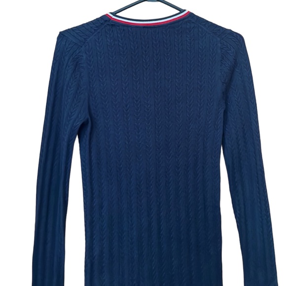 Tommy Hilfiger Women’s Cable Knit Navy Blue Scoop Neck Sweater Size SP - Picture 8 of 10